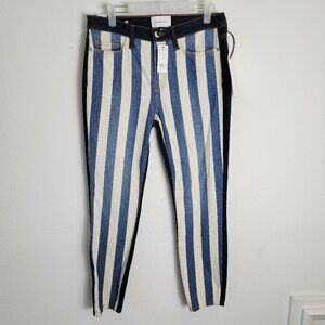 Current Elliot Jeans 28 High Waist Stilleto Bay Stripe Front $248